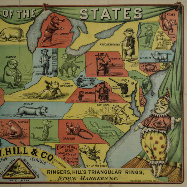Nicknames of the States advertising pictorial map