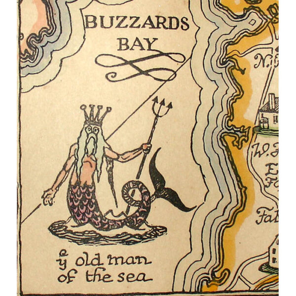 Coulton Waugh, The Map of Old Cape Cod – The land of Bold Explorers, Heroic Pilgrims, Hardy Seamen, Great Fisheries, and Famous Ships, detail