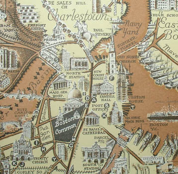 Ernest Dudley Chase, Boston (Massachusetts) and Vicinity: A Pictorial Map, detail