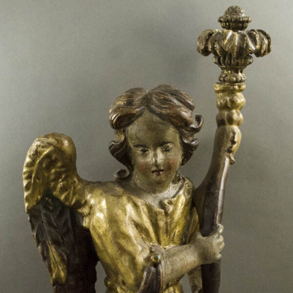 Angel, carved wood, detail