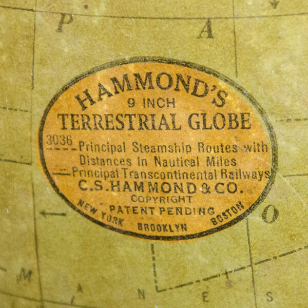 C.S. Hammond & Co. 9-Inch Terrestrial Table Globe, detail