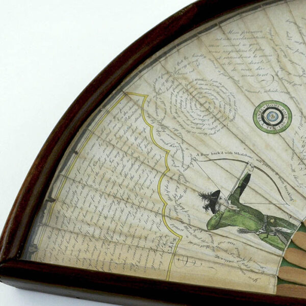 Fan Decorated with Archer, Map and Riddles, detail