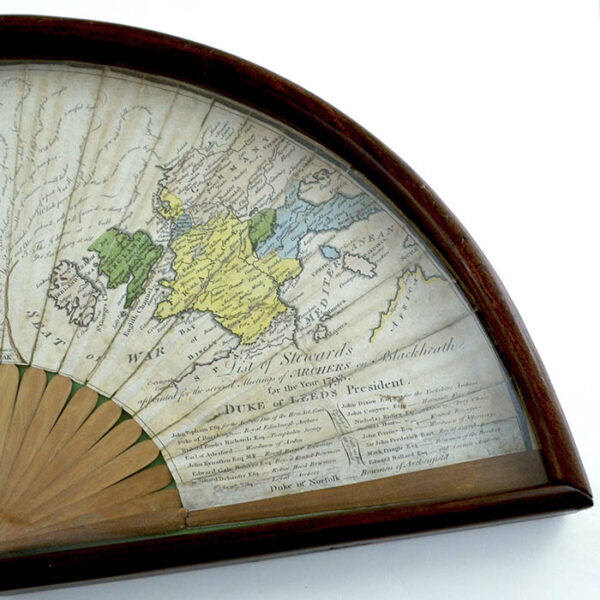 Fan Decorated with Archer, Map and Riddles, detail