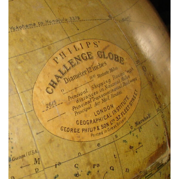 R. Newey/ George Philip & Son 12-inch Terrestrial Globe Clock, detail