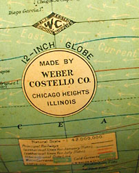 G.W. Bacon & Co./ Weber Costello 12-inch Terrestrial Floor Globe