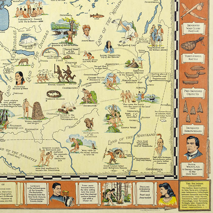 Map, New York, Pictorial, American Indian History of New York State