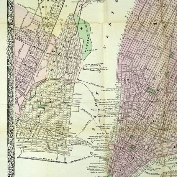 Pocket Map, New York City, New Map of the Great Metropolis, 1867, detail