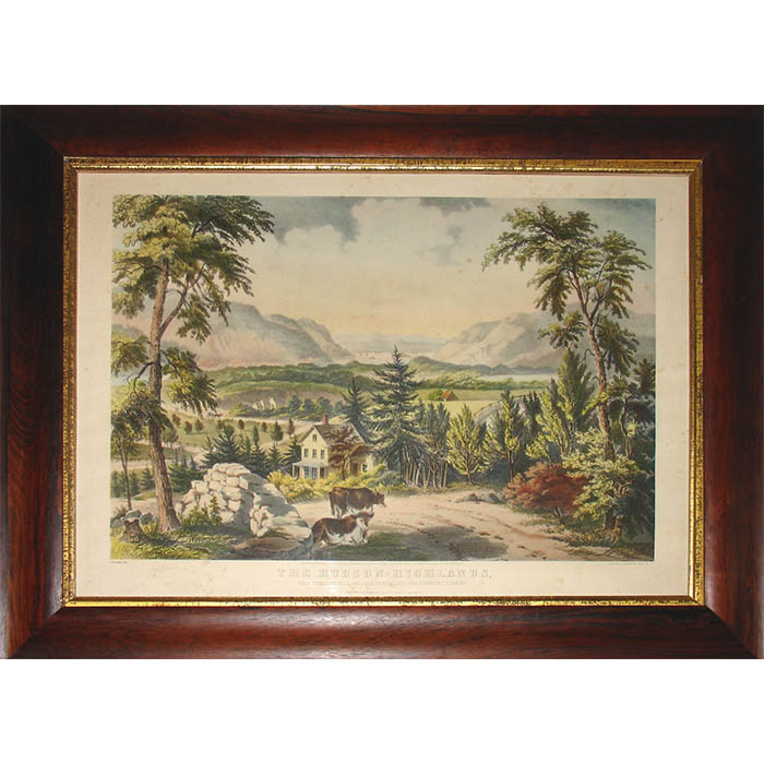 Fanny Palmer, Hudson Highlands, Currier & Ives print, framed