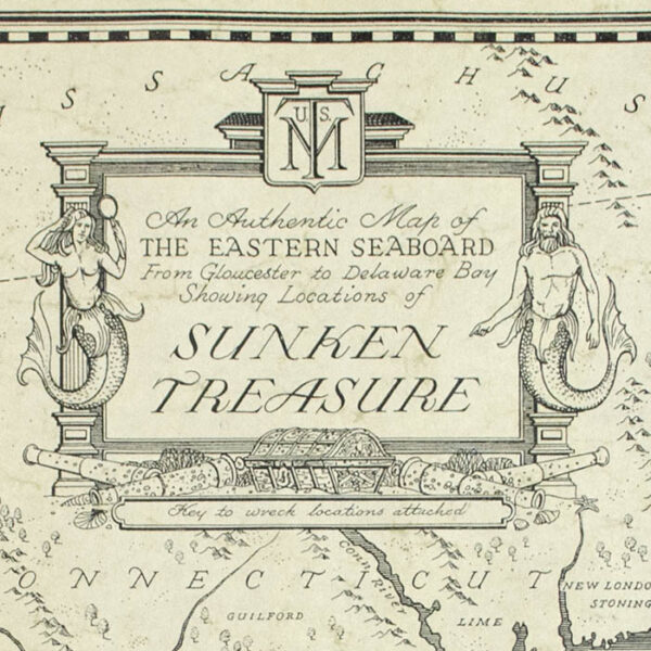 An Authentic Map of the Eastern Seaboard from Gloucester to Delaware Bay Showing Locations of Sunken Treasure, detail