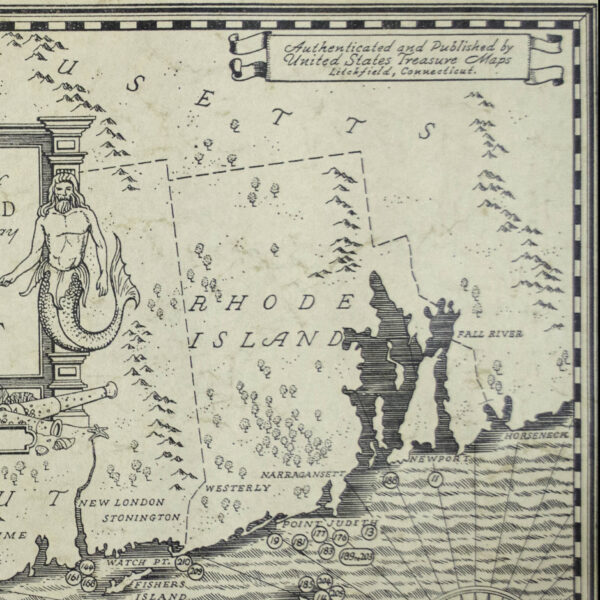 An Authentic Map of the Eastern Seaboard from Gloucester to Delaware Bay Showing Locations of Sunken Treasure, detail