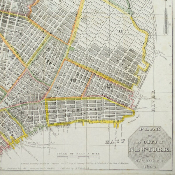 Hooker, Plan of the City of New York, 1832, detail
