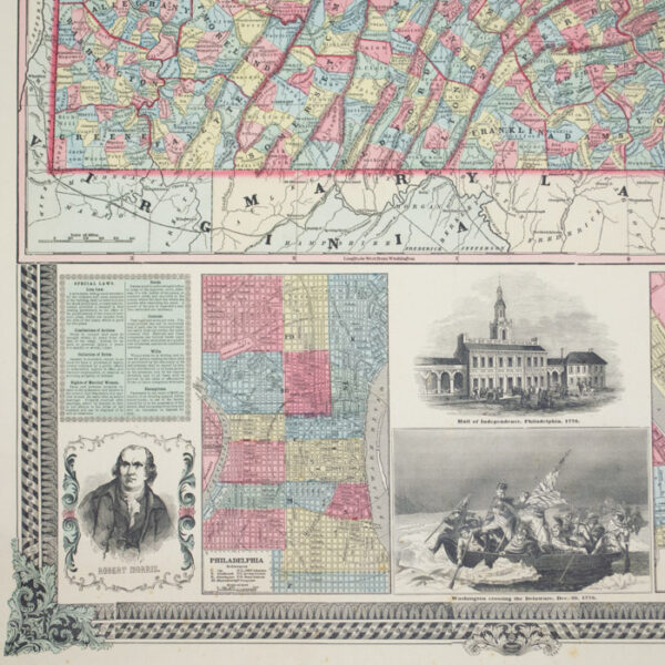 Pictorial Map of Pennsylvania, detail