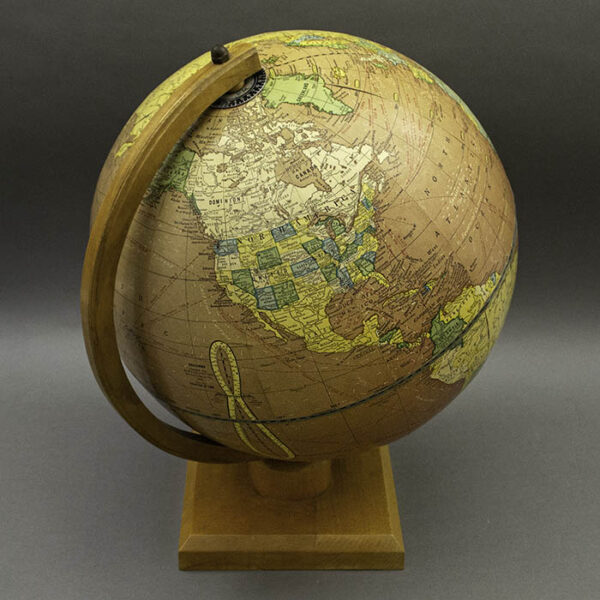 George F. Cram Company 12-Inch Cherry (Red) Ocean Terrestrial Globe