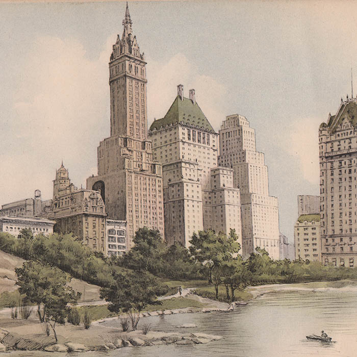 Savoy Plaza and Netherland Hotel Facing Central Park, New York City, detail