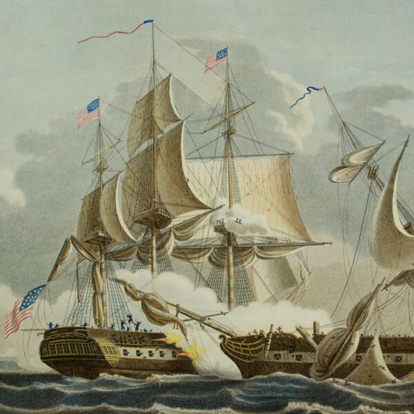 Representation of the U.S. Frigate Constitution … Capturing his Britannic Majesty's Frigate Guerriere, detail