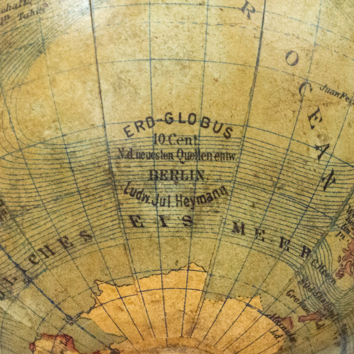 Heymann 4-Inch Terrestrial Table Globe, detail