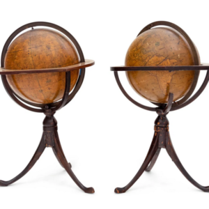 Globe, English, Smith & Son, Pair Terrestrial Celestial, 5-inch Table Tripod Stand, Antique, London PrivInv zMIA