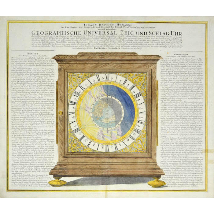 Homann Doppelmayr Universal Geographical Striking Clock Geographische Universal Antique Engraving Atlas Coelestis