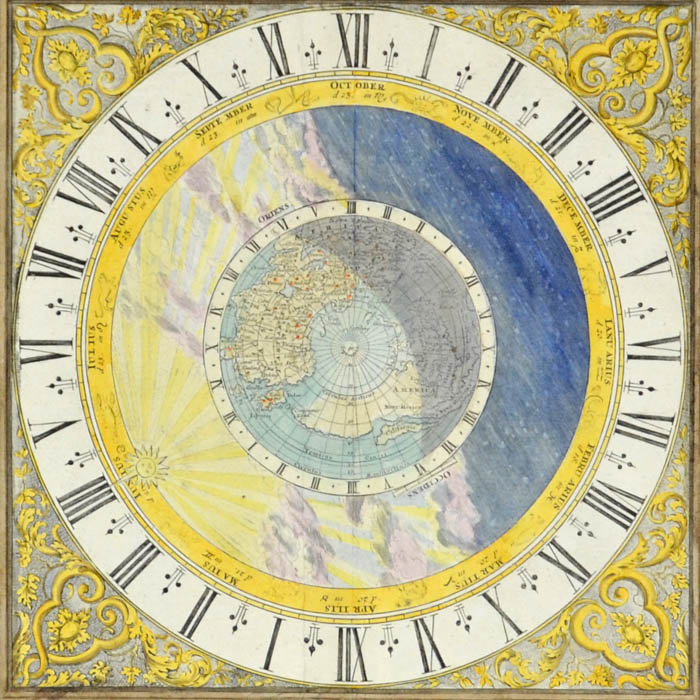 Homann Doppelmayr Universal Geographical Striking Clock Geographische Universal Antique Engraving Atlas Coelestis