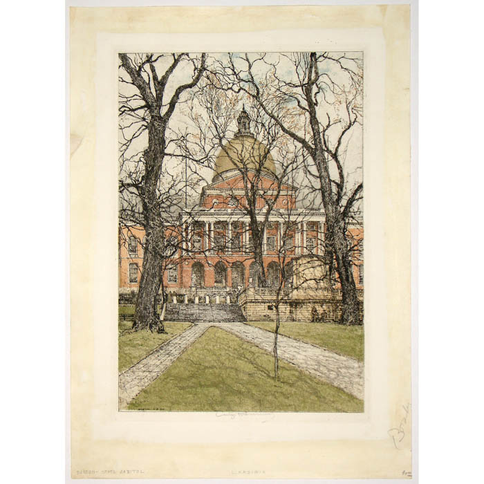 View, Massachusetts, Boston, State Capitol, Luigi Kasimir, Print, 1930s - Image 6